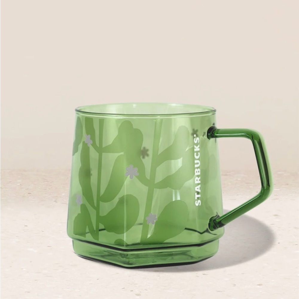 NWT💚Starbucks Spring 2026 Matcha Series☕️Green Botanical Glass Mug, 12 oz
